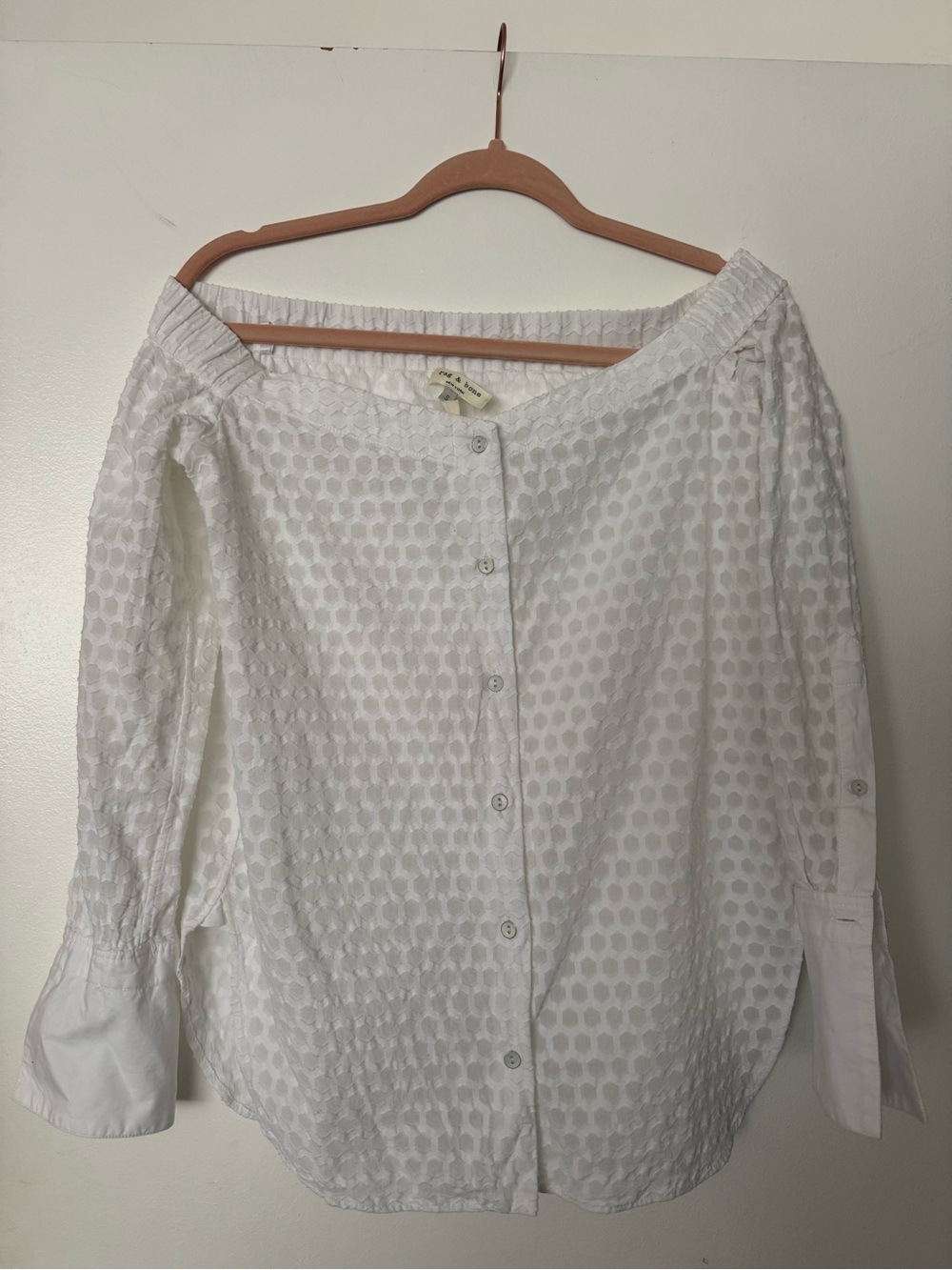 Rag & Bone Women's White Off-Shoulder Button-Front Top